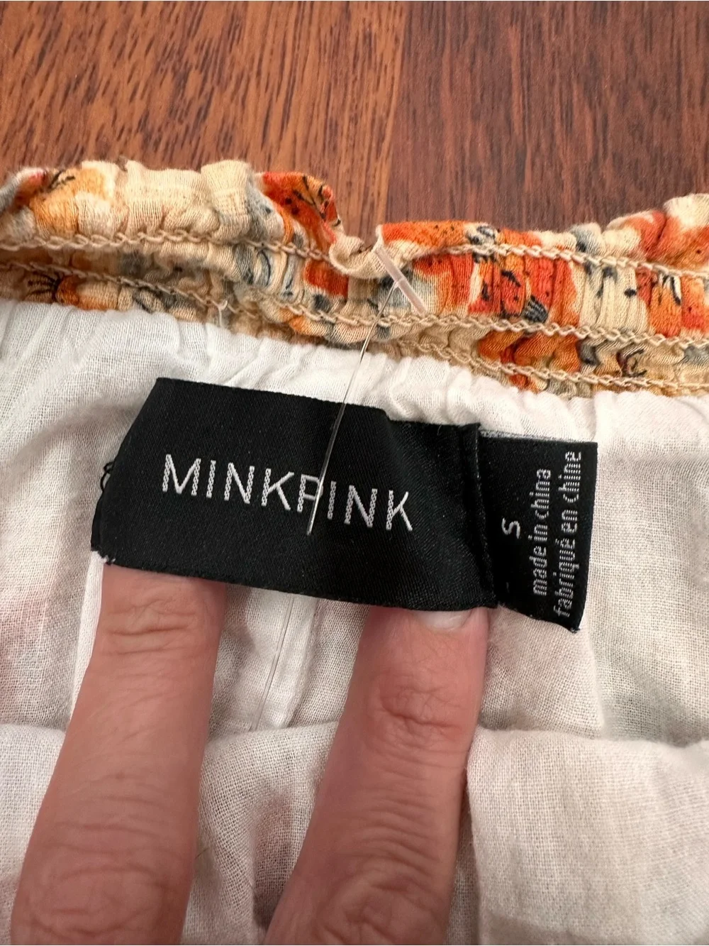 MINKPINK Zahari Floral Tiered Ruffle Mini Skirt in Cream and Rust. Boho S